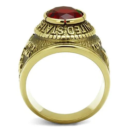 Alamode Rings TK414703G IP GoldIon Plating Stainless Steel Ring with Synthetic Synthetic Glass in Siam
