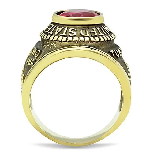Alamode Rings TK414703G IP GoldIon Plating Stainless Steel Ring with Synthetic Synthetic Glass in Siam