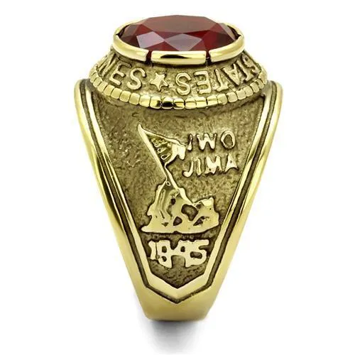 Alamode Rings TK414703G IP GoldIon Plating Stainless Steel Ring with Synthetic Synthetic Glass in Siam