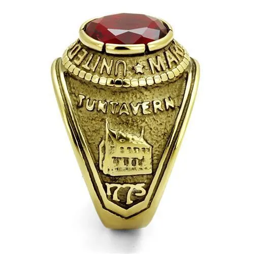 Alamode Rings TK414703G IP GoldIon Plating Stainless Steel Ring with Synthetic Synthetic Glass in Siam