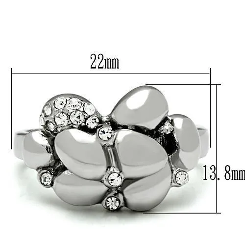 Alamode Rings TK476 High polished no plating Stainless Steel Ring with Top Grade Crystal in Clear