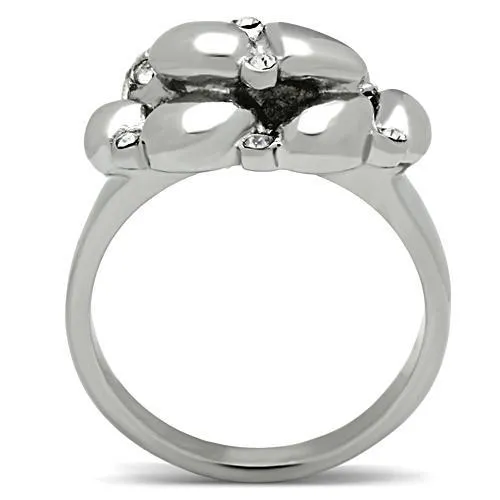 Alamode Rings TK476 High polished no plating Stainless Steel Ring with Top Grade Crystal in Clear
