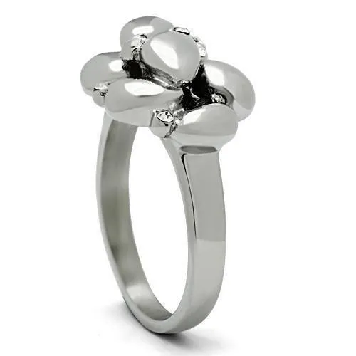 Alamode Rings TK476 High polished no plating Stainless Steel Ring with Top Grade Crystal in Clear