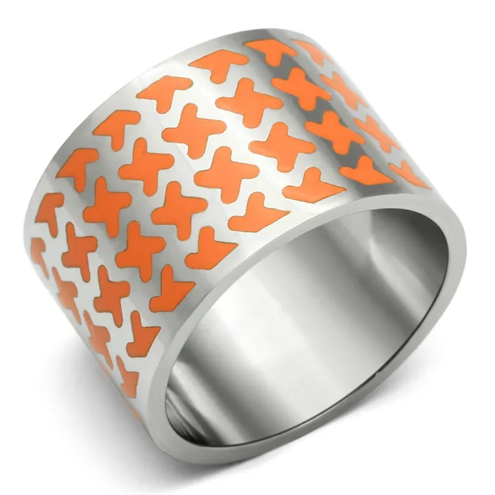 Alamode Rings TK679 High polished no plating Stainless Steel Ring with Epoxy in Orange Alamode Rings TK679 High polished no plating Stainless Steel Ring with Epoxy in Orange