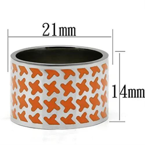 Alamode Rings TK679 High polished no plating Stainless Steel Ring with Epoxy in Orange