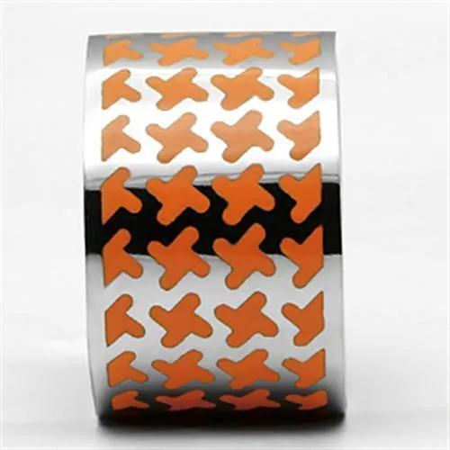 Alamode Rings TK679 High polished no plating Stainless Steel Ring with Epoxy in Orange