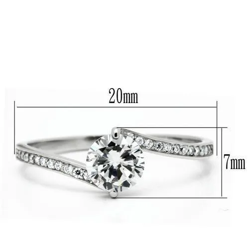 Alamode Rings TS057 Rhodium 925 Sterling Silver Ring with AAA Grade CZ in Clear