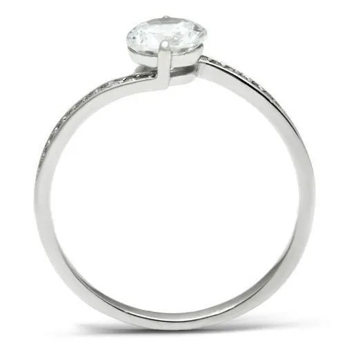 Alamode Rings TS057 Rhodium 925 Sterling Silver Ring with AAA Grade CZ in Clear