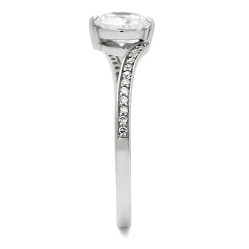 Alamode Rings TS057 Rhodium 925 Sterling Silver Ring with AAA Grade CZ in Clear