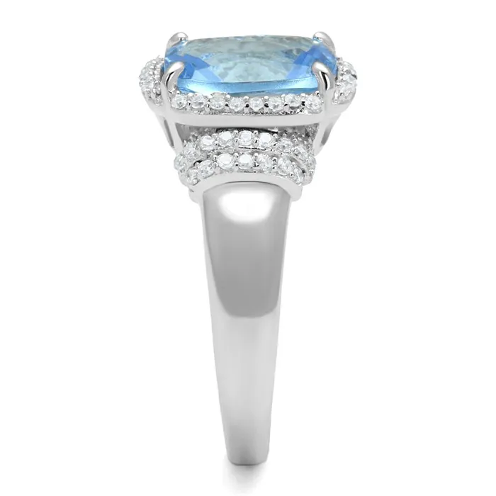 Alamode Rings TS562 Rhodium 925 Sterling Silver Ring with Synthetic Synthetic Glass in Light Sapphire