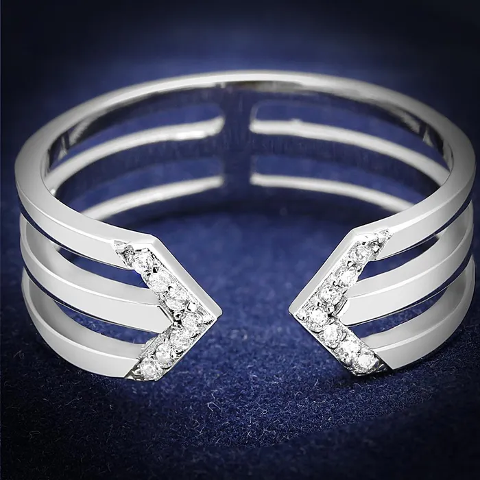 Alamode Rings TS574 Rhodium 925 Sterling Silver Ring with AAA Grade CZ in Clear Alamode Rings TS574 Rhodium 925 Sterling Silver Ring with AAA Grade CZ in Clear