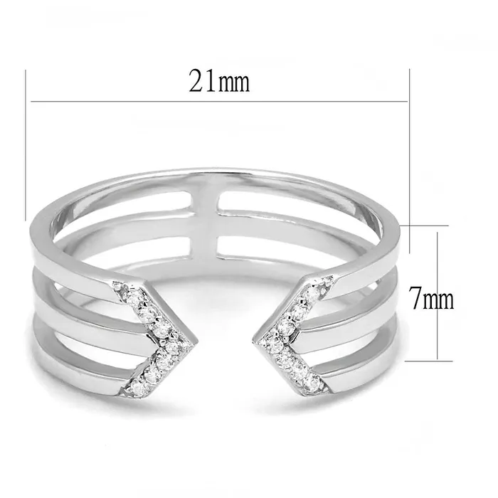 Alamode Rings TS574 Rhodium 925 Sterling Silver Ring with AAA Grade CZ in Clear