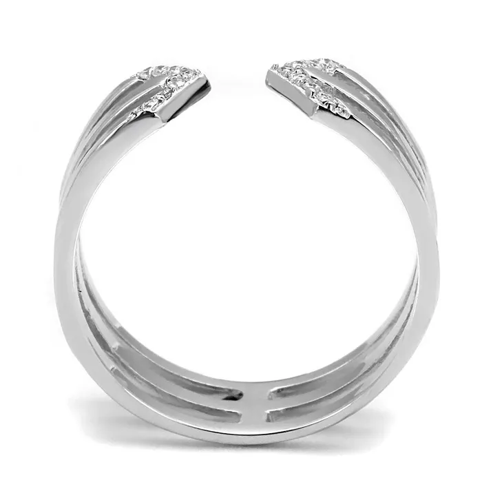 Alamode Rings TS574 Rhodium 925 Sterling Silver Ring with AAA Grade CZ in Clear