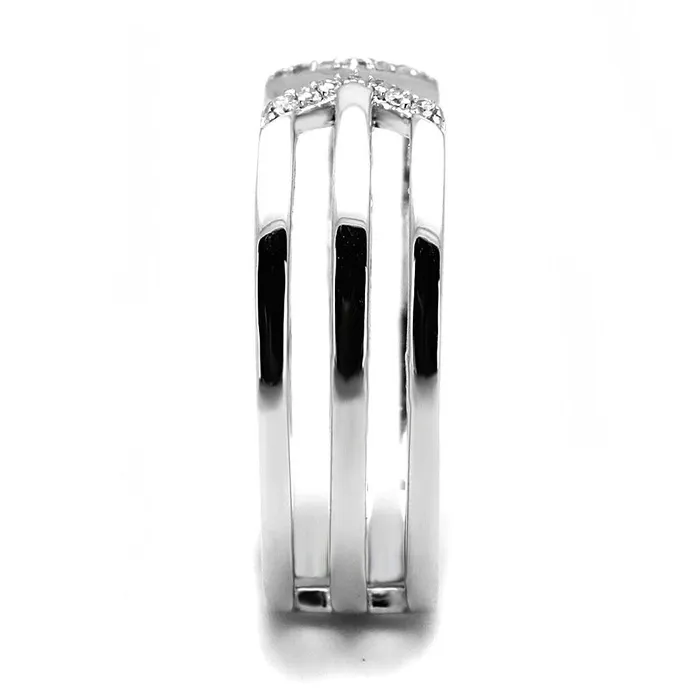 Alamode Rings TS574 Rhodium 925 Sterling Silver Ring with AAA Grade CZ in Clear