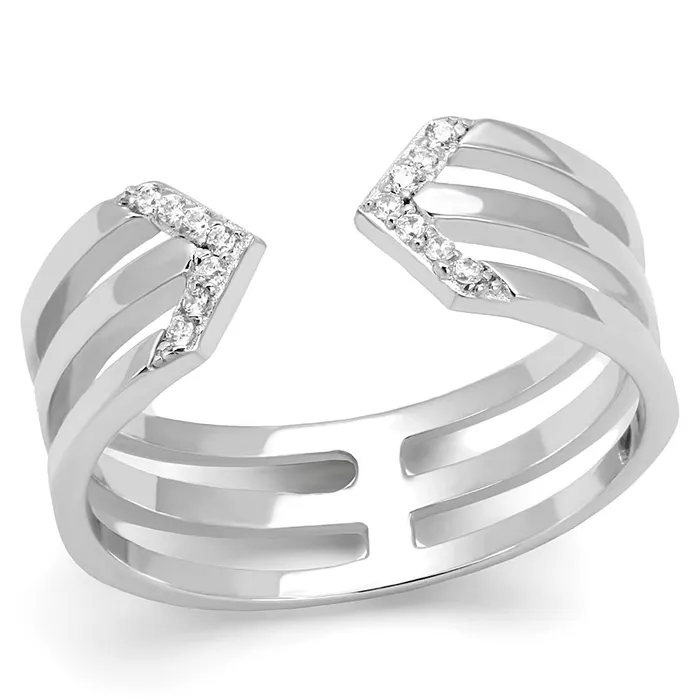 Alamode Rings TS574 Rhodium 925 Sterling Silver Ring with AAA Grade CZ in Clear