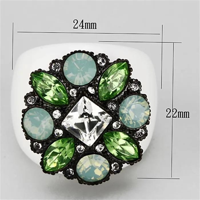 Alamode Rings VL105 IP BlackIon Plating Brass Ring with Top Grade Crystal in Clear