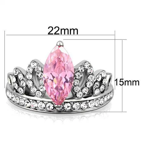 Alamode TK1771 High polished no plating Stainless Steel Ring with AAA Grade CZ in Rose Rings