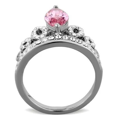 Alamode TK1771 High polished no plating Stainless Steel Ring with AAA Grade CZ in Rose Rings