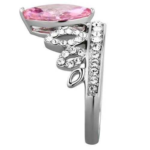 Alamode TK1771 High polished no plating Stainless Steel Ring with AAA Grade CZ in Rose Rings