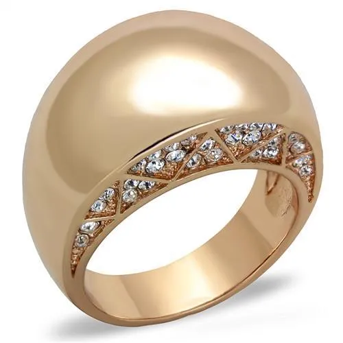 Alamode TK1798 IP Rose GoldIon Plating Stainless Steel Ring with Top Grade Crystal in Clear Rings Alamode TK1798 IP Rose GoldIon Plating Stainless Steel Ring with Top Grade Crystal in Clear Rings