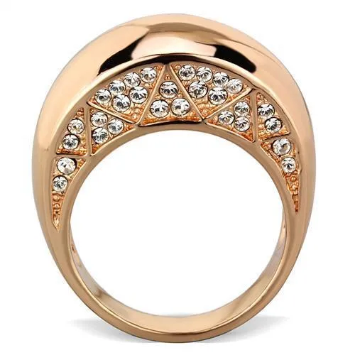 Alamode TK1798 IP Rose GoldIon Plating Stainless Steel Ring with Top Grade Crystal in Clear Rings