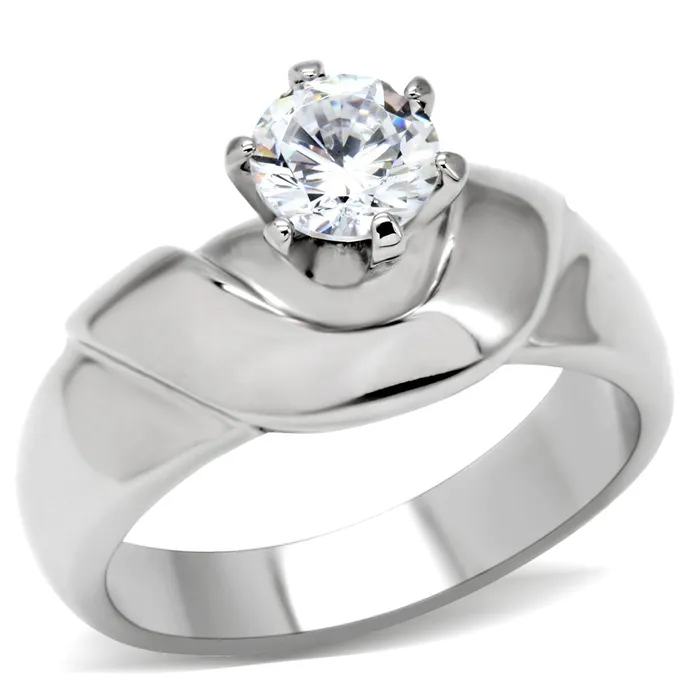 Alamode TK191 High polished no plating Stainless Steel Ring with AAA Grade CZ in Clear Rings Alamode TK191 High polished no plating Stainless Steel Ring with AAA Grade CZ in Clear Rings
