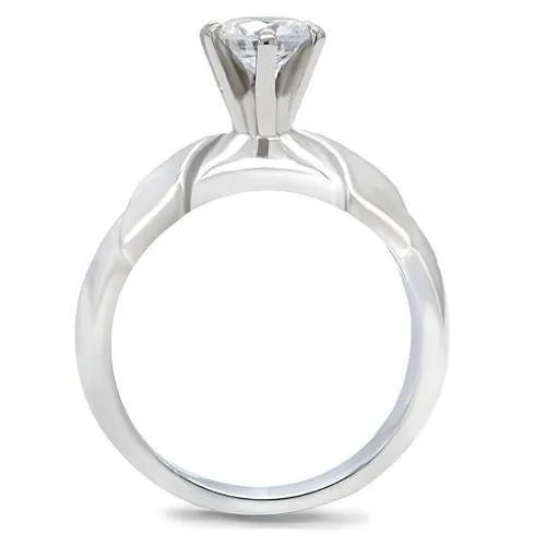 Alamode TK191 High polished no plating Stainless Steel Ring with AAA Grade CZ in Clear Rings