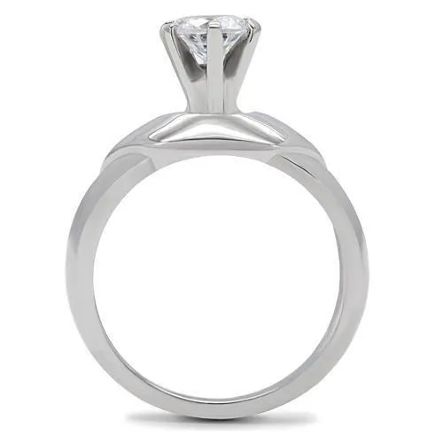 Alamode TK191 High polished no plating Stainless Steel Ring with AAA Grade CZ in Clear Rings