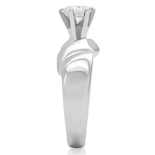 Alamode TK191 High polished no plating Stainless Steel Ring with AAA Grade CZ in Clear Rings