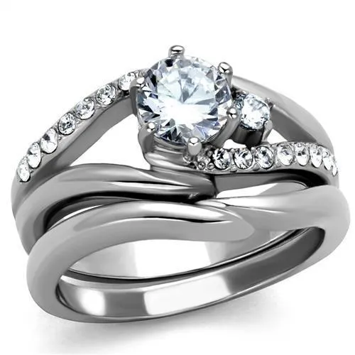 Alamode TK2118 High polished no plating Stainless Steel Ring with AAA Grade CZ in Clear Rings Alamode TK2118 High polished no plating Stainless Steel Ring with AAA Grade CZ in Clear Rings