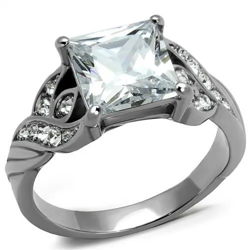 Alamode TK2657 High polished no plating Stainless Steel Ring with AAA Grade CZ in Clear Rings Alamode TK2657 High polished no plating Stainless Steel Ring with AAA Grade CZ in Clear Rings