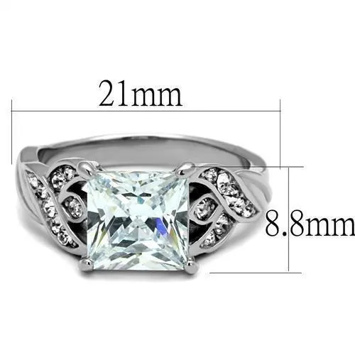 Alamode TK2657 High polished no plating Stainless Steel Ring with AAA Grade CZ in Clear Rings
