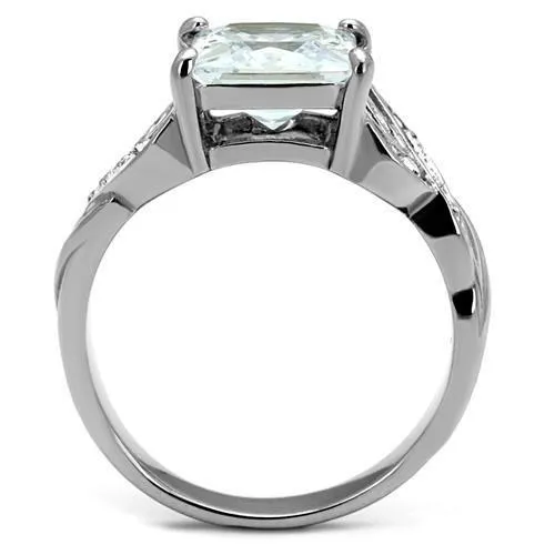Alamode TK2657 High polished no plating Stainless Steel Ring with AAA Grade CZ in Clear Rings