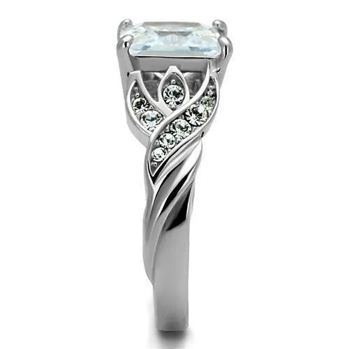 Alamode TK2657 High polished no plating Stainless Steel Ring with AAA Grade CZ in Clear Rings