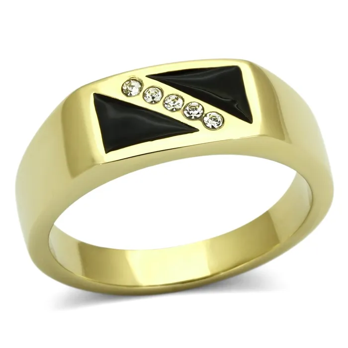 Alamode TK775 IP GoldIon Plating Stainless Steel Ring with Top Grade Crystal in Clear Rings Alamode TK775 IP GoldIon Plating Stainless Steel Ring with Top Grade Crystal in Clear Rings