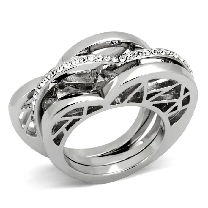 Alamode TK864 High polished no plating Stainless Steel Ring with Top Grade Crystal in Clear Rings Alamode TK864 High polished no plating Stainless Steel Ring with Top Grade Crystal in Clear Rings