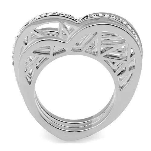 Alamode TK864 High polished no plating Stainless Steel Ring with Top Grade Crystal in Clear Rings