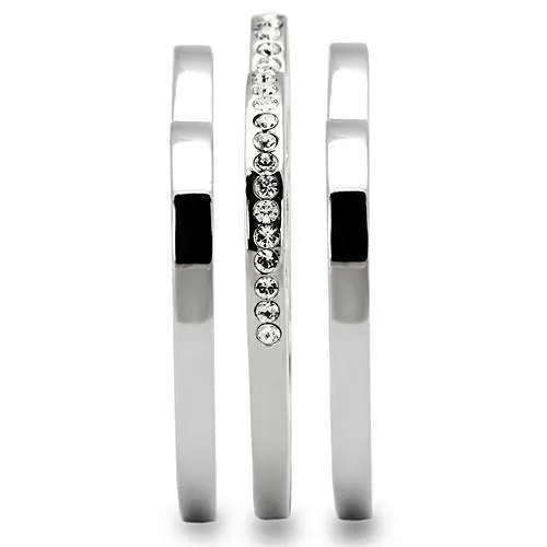 Alamode TK864 High polished no plating Stainless Steel Ring with Top Grade Crystal in Clear Rings