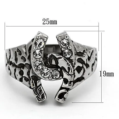Alamode TK961 High polished no plating Stainless Steel Ring with Top Grade Crystal in Clear Rings