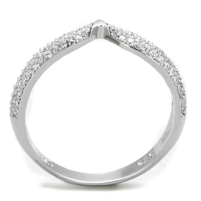 Alamode TS433 Rhodium 925 Sterling Silver Ring with AAA Grade CZ in Clear Rings