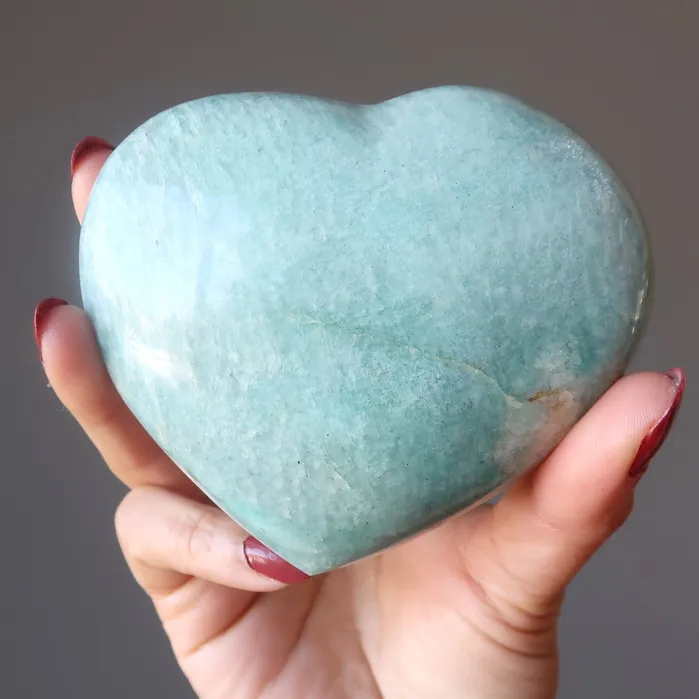 Amazonite Heart Sparkle Dance Love Green Stone Satin Crystals Necklaces