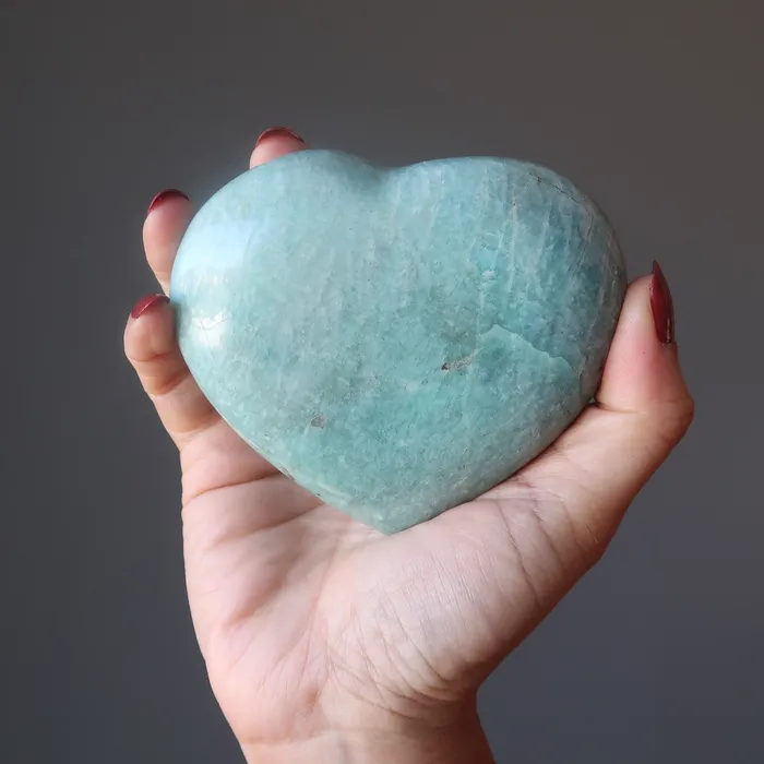Amazonite Heart Sparkle Dance Love Green Stone Satin Crystals Necklaces