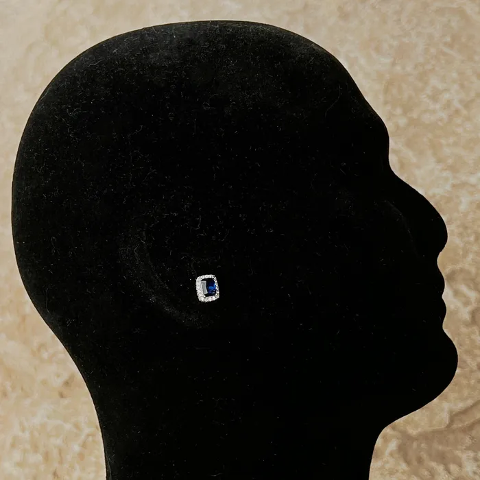 AMERICAN TIME Real 925 Sterling Silver Earrings CZ Faux Blue Sapphire Micro Pave Earrings AMERICAN TIME Real 925 Sterling Silver Earrings CZ Faux Blue Sapphire Micro Pave Earrings