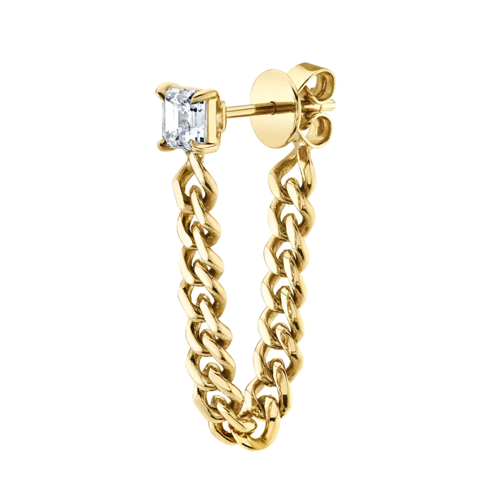anitako Earrings ASSCHER CUT DIAMOND CUBAN LINK LOOP EARRING