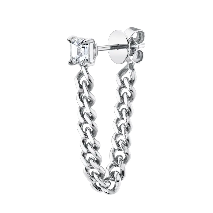 anitako Earrings ASSCHER CUT DIAMOND CUBAN LINK LOOP EARRING