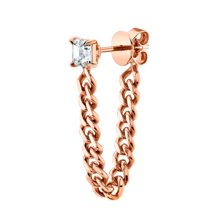 anitako Earrings ASSCHER CUT DIAMOND CUBAN LINK LOOP EARRING