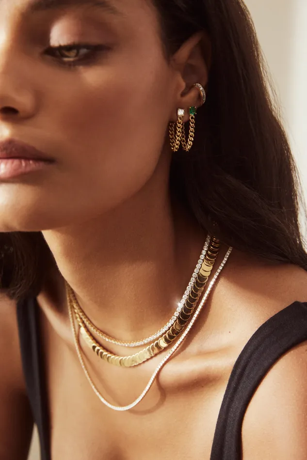 anitako Earrings ASSCHER CUT DIAMOND CUBAN LINK LOOP EARRING