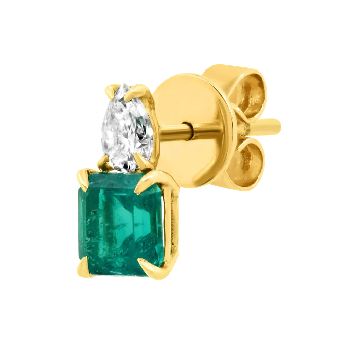 anitako Earrings PEAR DIAMOND STUD EMERALD CUT EMERALD