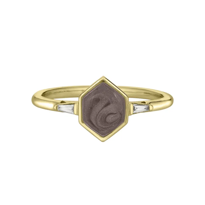 Baguette Diamond Band Cremation Ring in 14K Yellow Gold with Hexagonal Setting closebymejewelry Rings Baguette Diamond Band Cremation Ring in 14K Yellow Gold with Hexagonal Setting closebymejewelry Rings