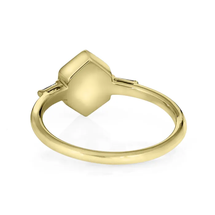 Baguette Diamond Band Cremation Ring in 14K Yellow Gold with Hexagonal Setting closebymejewelry Rings